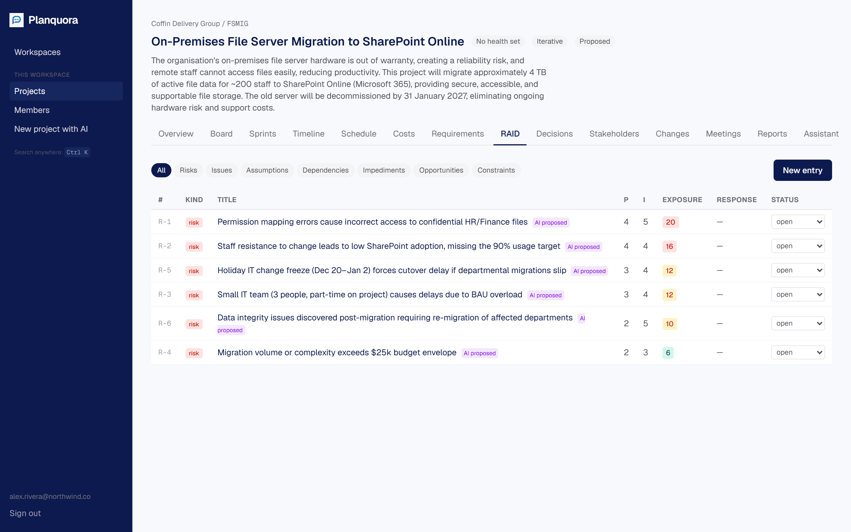AI-proposed risk register
